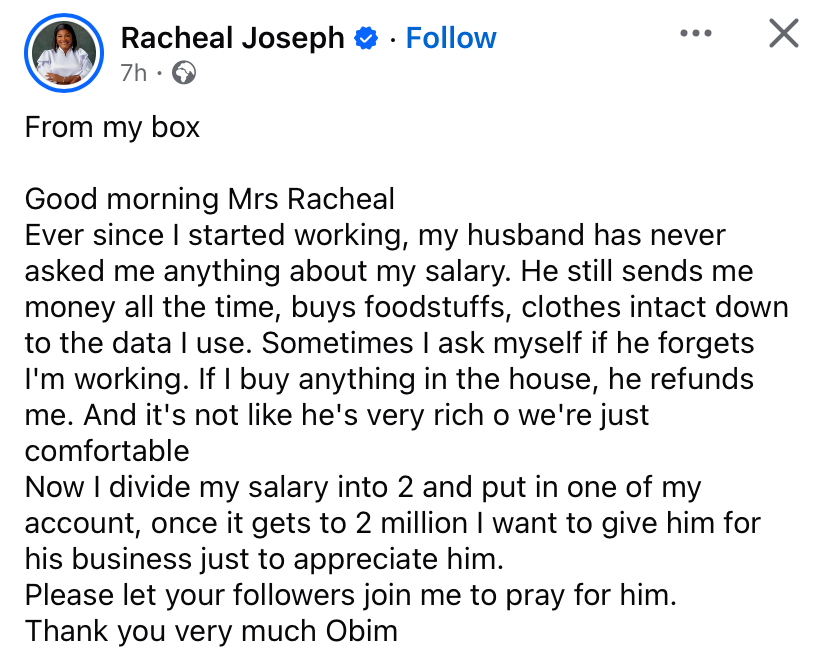"Sometimes I ask if my husband forgot I'm working" - Working wife reveals plan to surprise him with ₦2 million