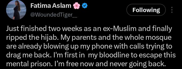 Screenshot of the social media post showing her announcement