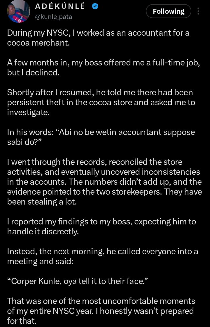 Screenshot of the social media post showing the story