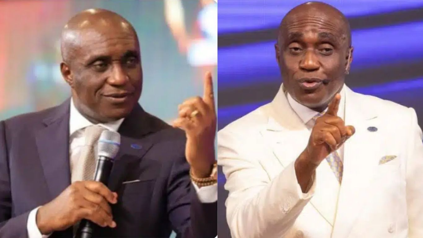 Pastor David Ibiyeomie speaking at church service