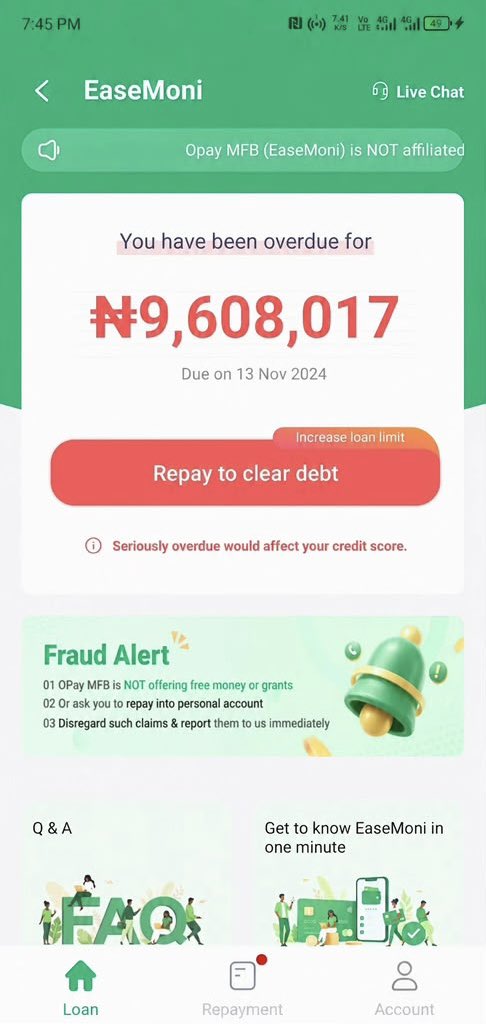 Screenshot of the viral tweet showing the loan amount