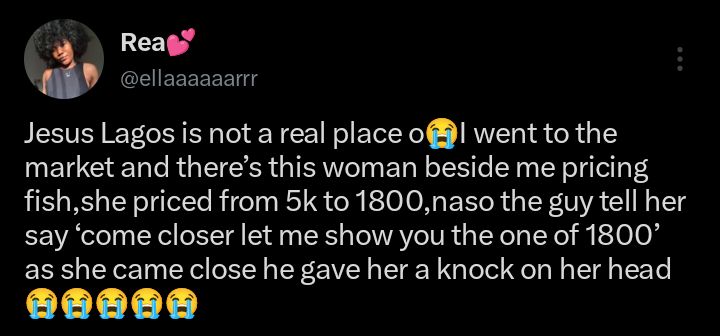 Screenshot of social media post about the fish seller knock incident