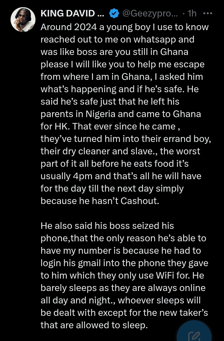 Screenshot of conversation showing escape details