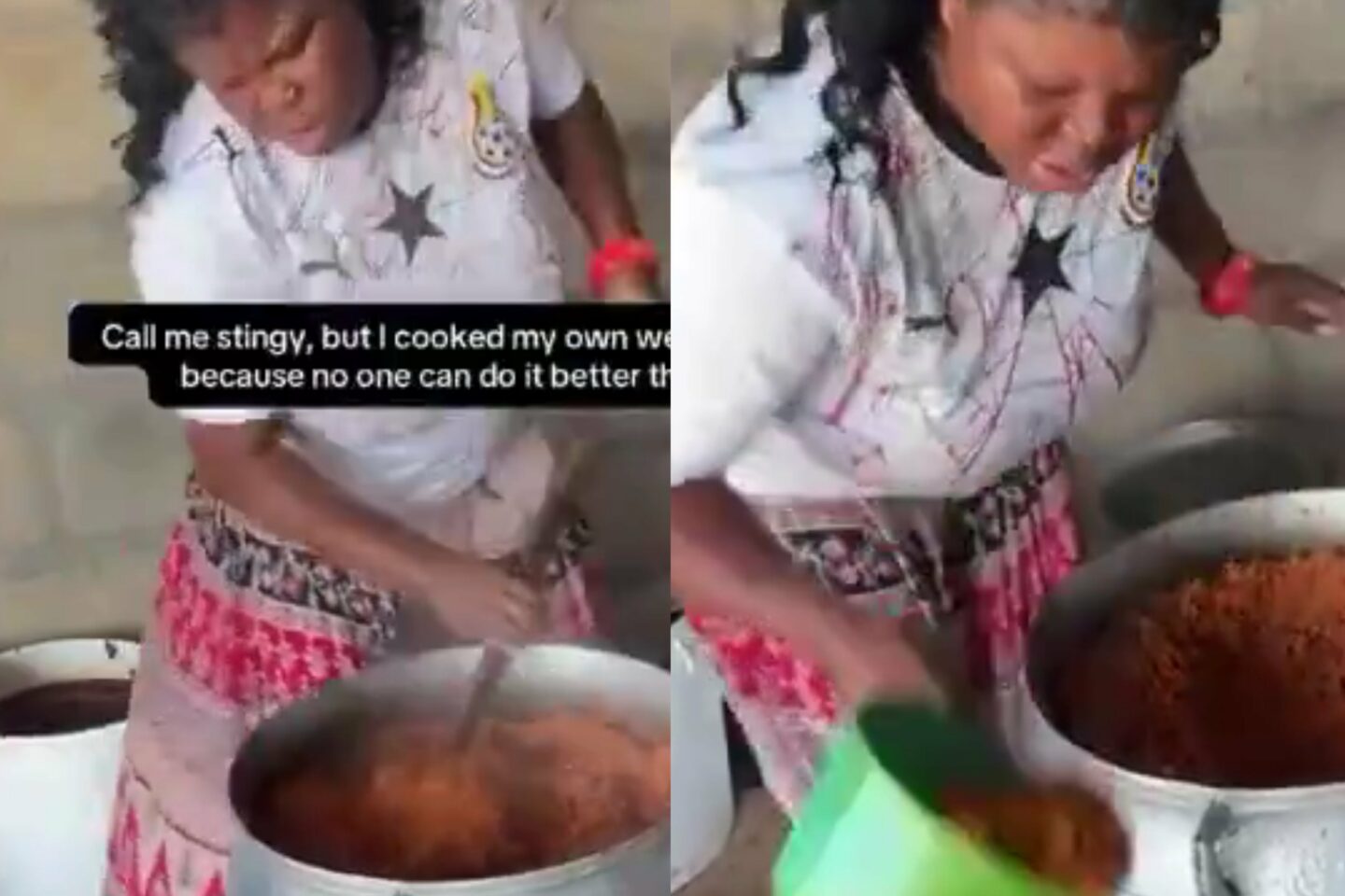 Bride cooking wedding jollof
