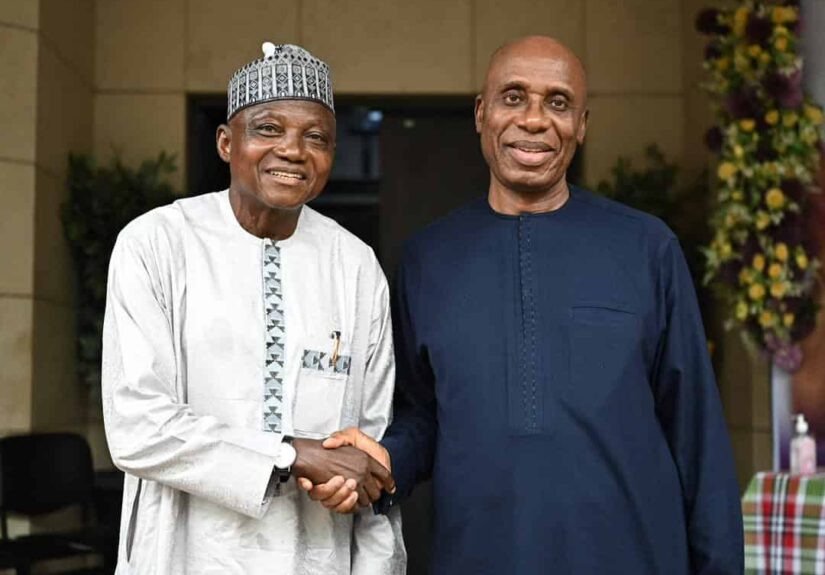 Garba Shehu Pays Condolence Visit to Rotimi Amaechi After Mother's Passing