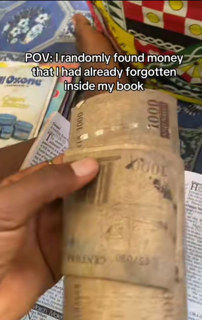 Screenshot of TikTok video showing bundled 1,000‑naira notes