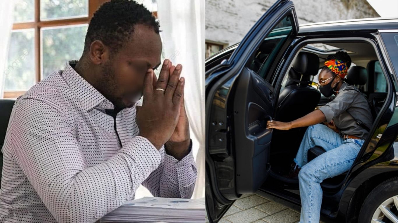 Man describing front seat dispute with wife and female colleague
